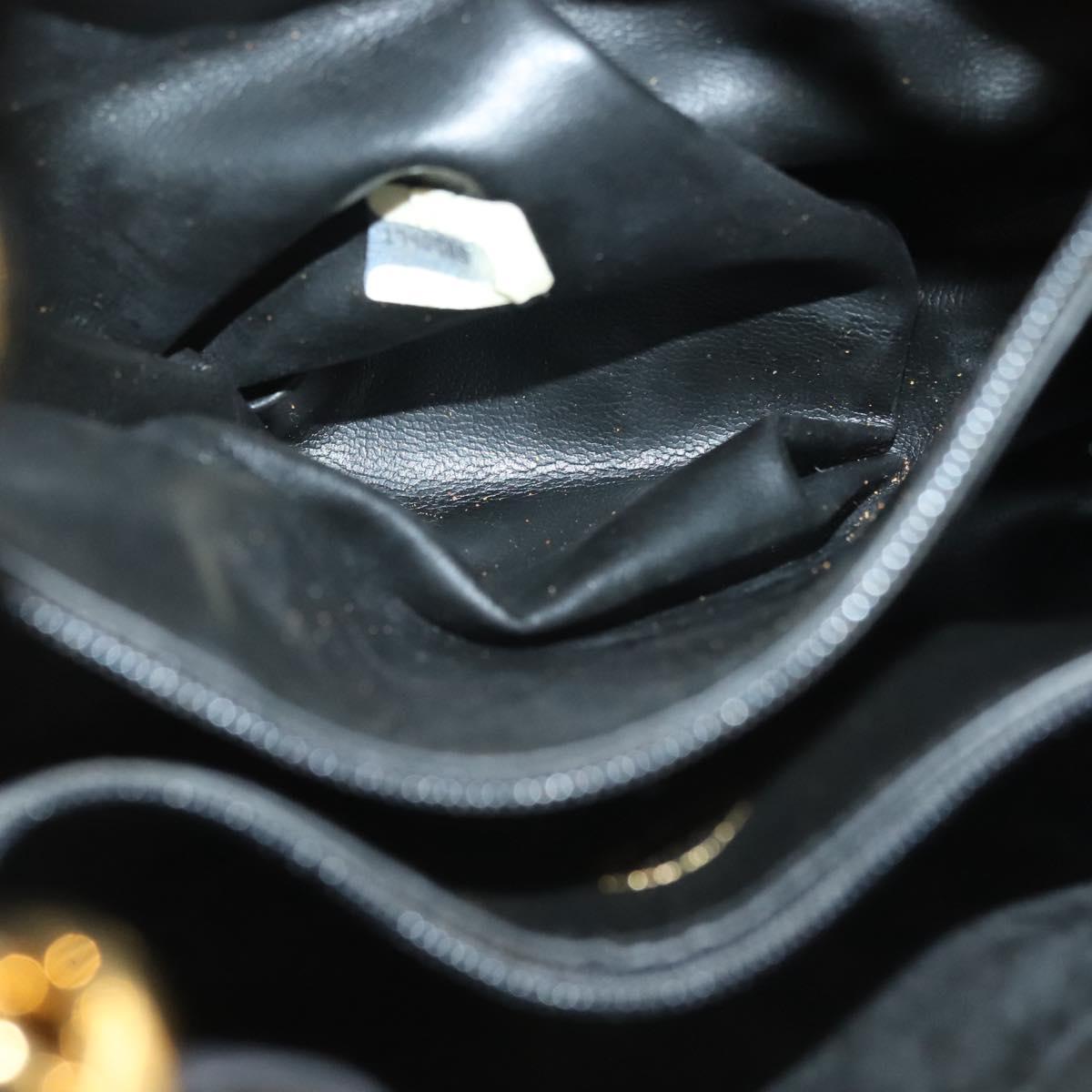 CHANEL Matelasse Shoulder Bag Canvas Black Gold CC Auth 140683