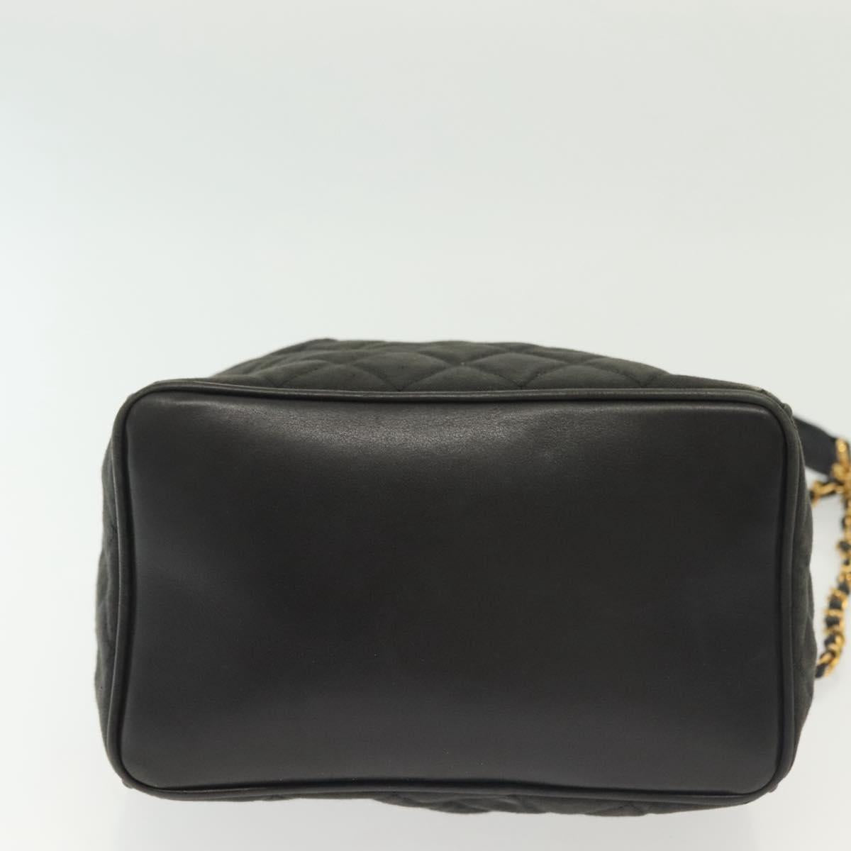CHANEL Matelasse Shoulder Bag Canvas Black Gold CC Auth 140683