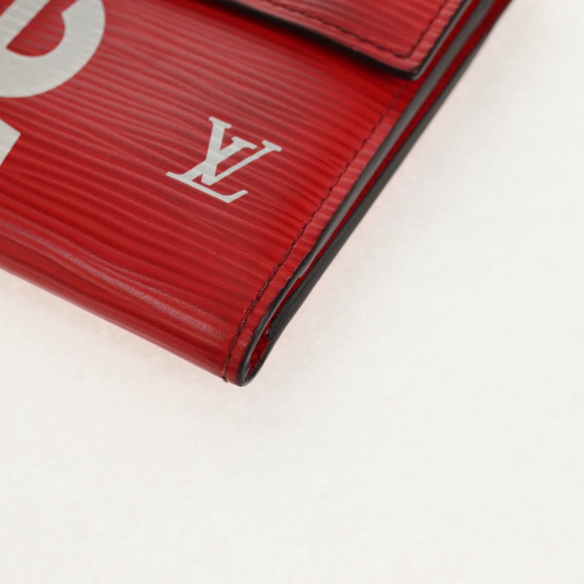 LOUIS VUITTON Epi LV × Supreme Chain Compact Wallet Red M67755 LV Auth 140687M