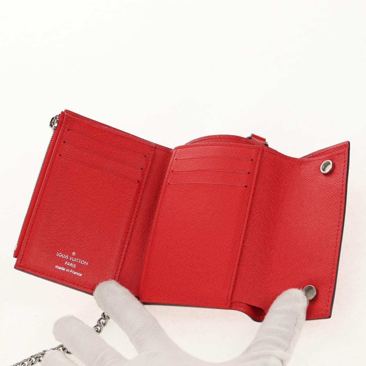 LOUIS VUITTON Epi LV × Supreme Chain Compact Wallet Red M67755 LV Auth 140687M