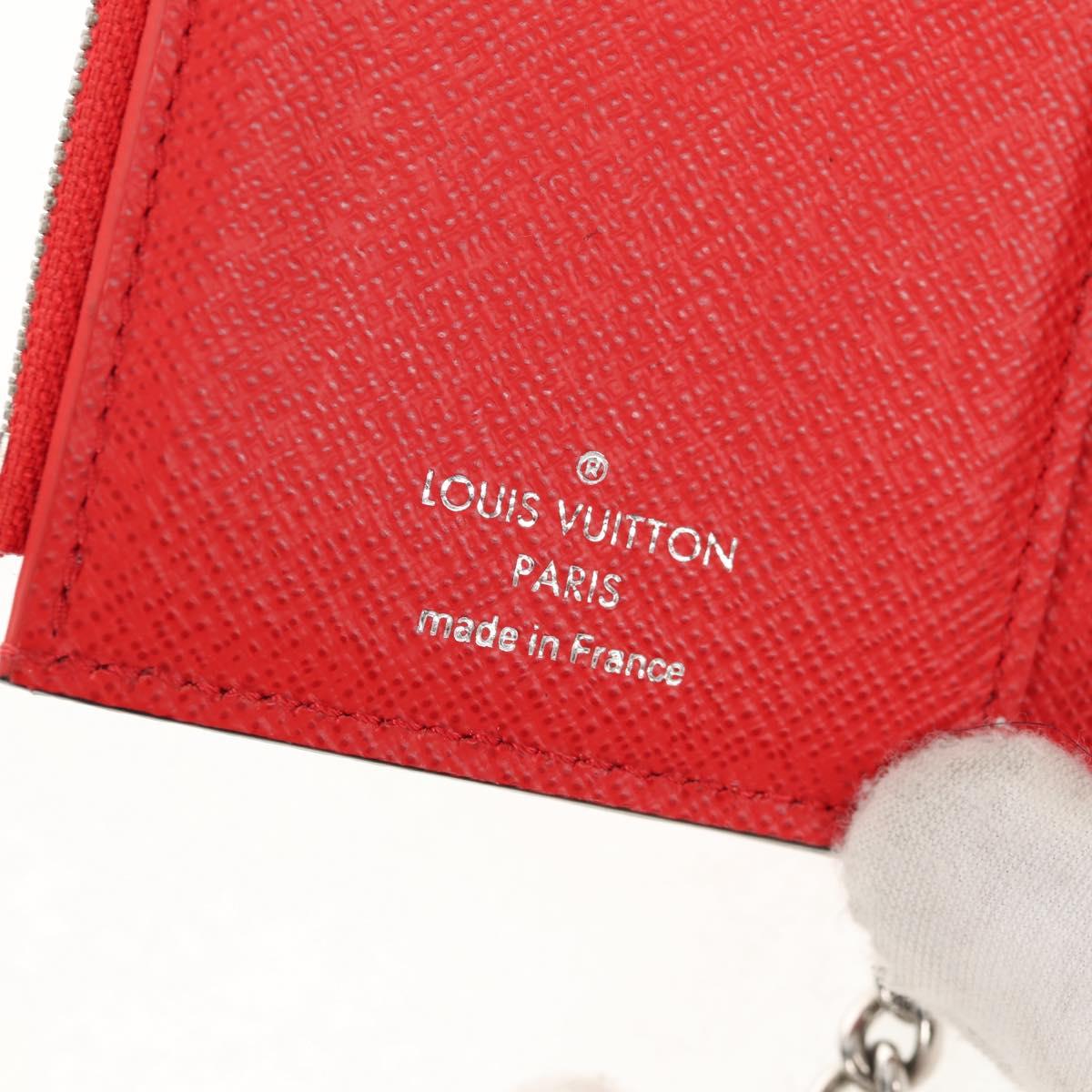 LOUIS VUITTON Epi LV × Supreme Chain Compact Wallet Red M67755 LV Auth 140687M