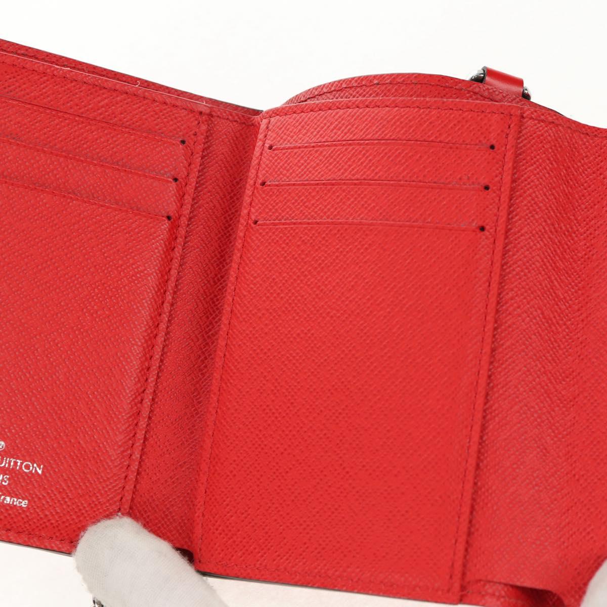 LOUIS VUITTON Epi LV × Supreme Chain Compact Wallet Red M67755 LV Auth 140687M