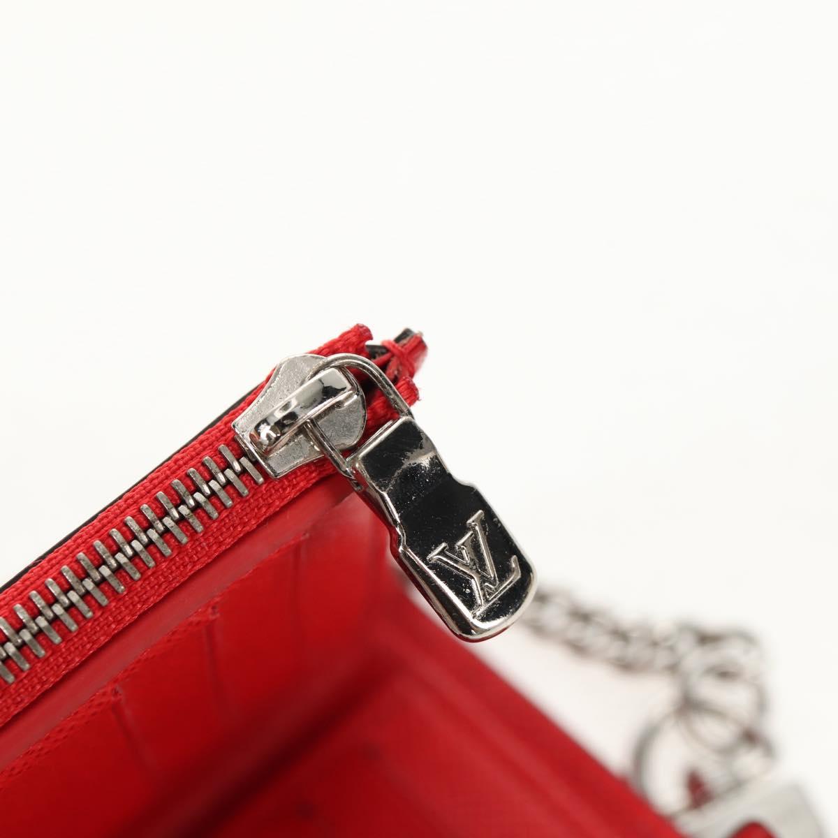 LOUIS VUITTON Epi LV × Supreme Chain Compact Wallet Red M67755 LV Auth 140687M