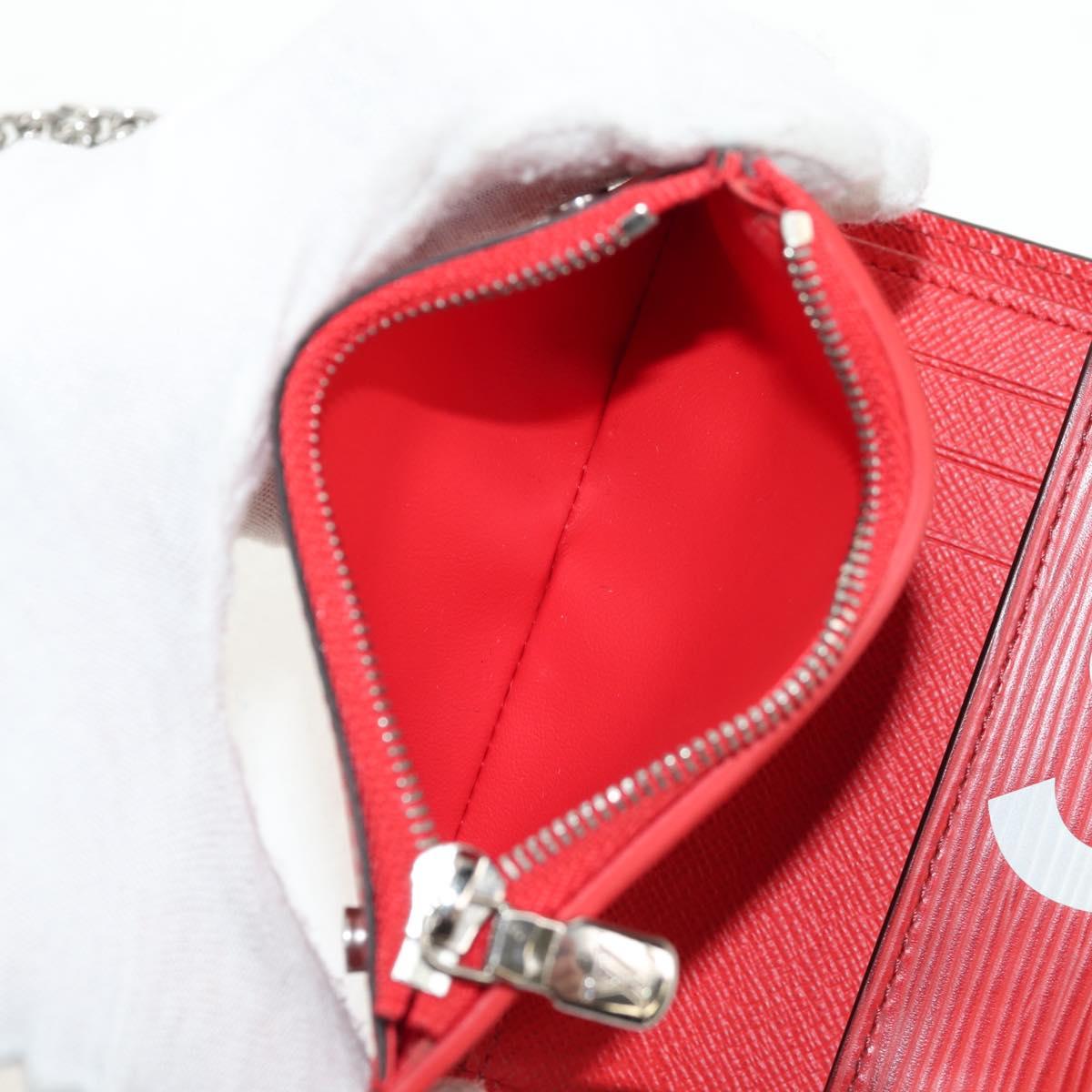 LOUIS VUITTON Epi LV × Supreme Chain Compact Wallet Red M67755 LV Auth 140687M