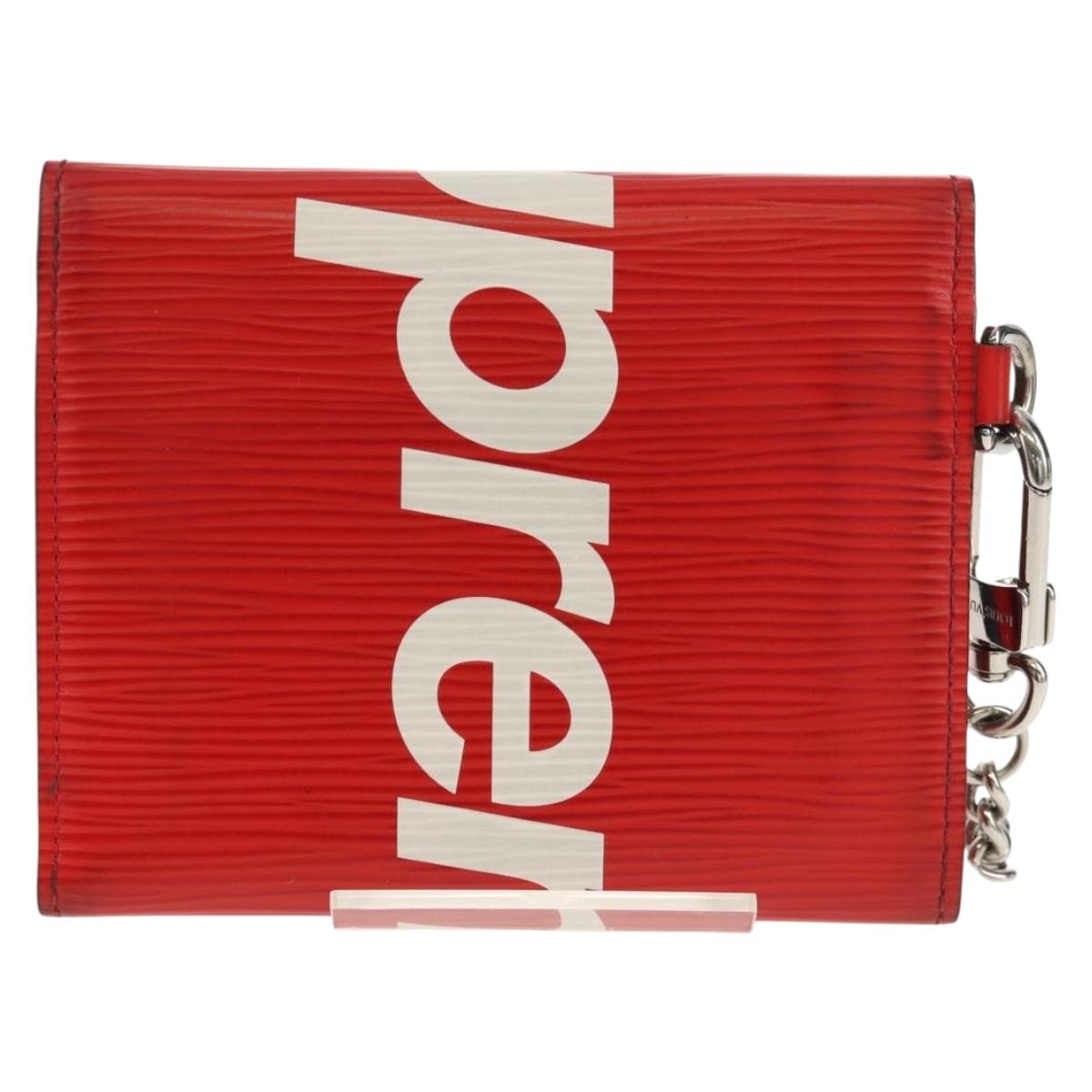 LOUIS VUITTON Epi LV × Supreme Chain Compact Wallet Red M67755 LV Auth 140687M