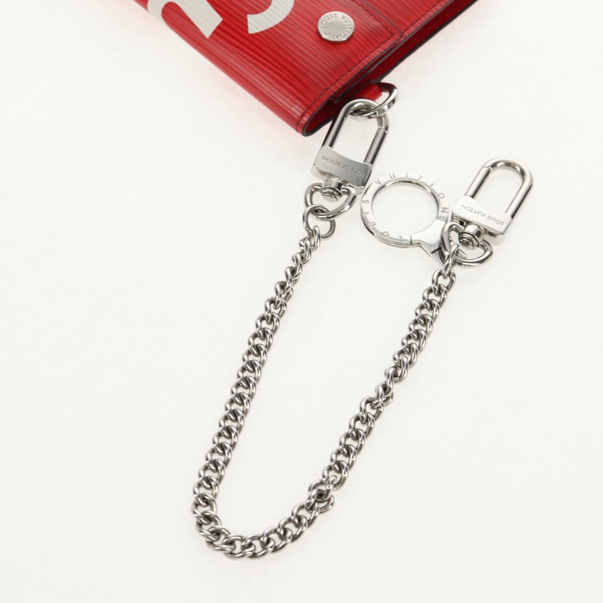 LOUIS VUITTON Epi LV × Supreme Chain Compact Wallet Red M67755 LV Auth 140687M