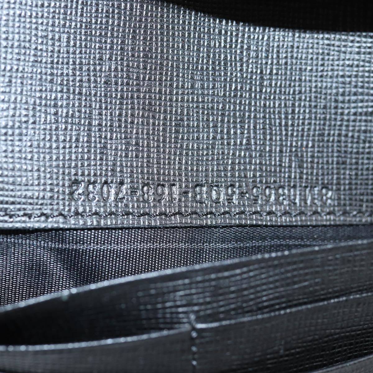 FENDI Chain Long Wallet Leather Black Gold Auth 140694M