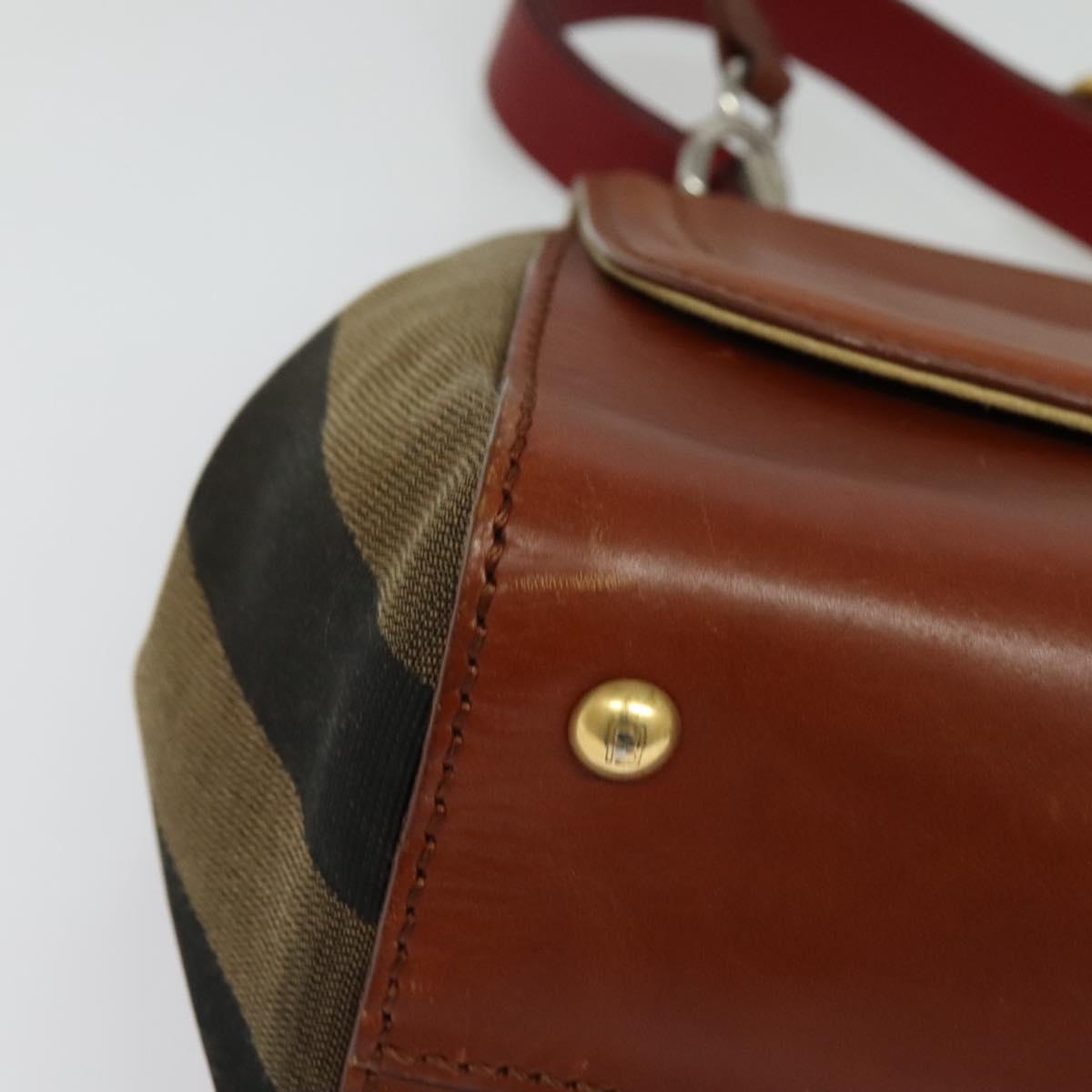 FENDI Pecan Canvas Hand Bag 2way Black Brown Auth 140723