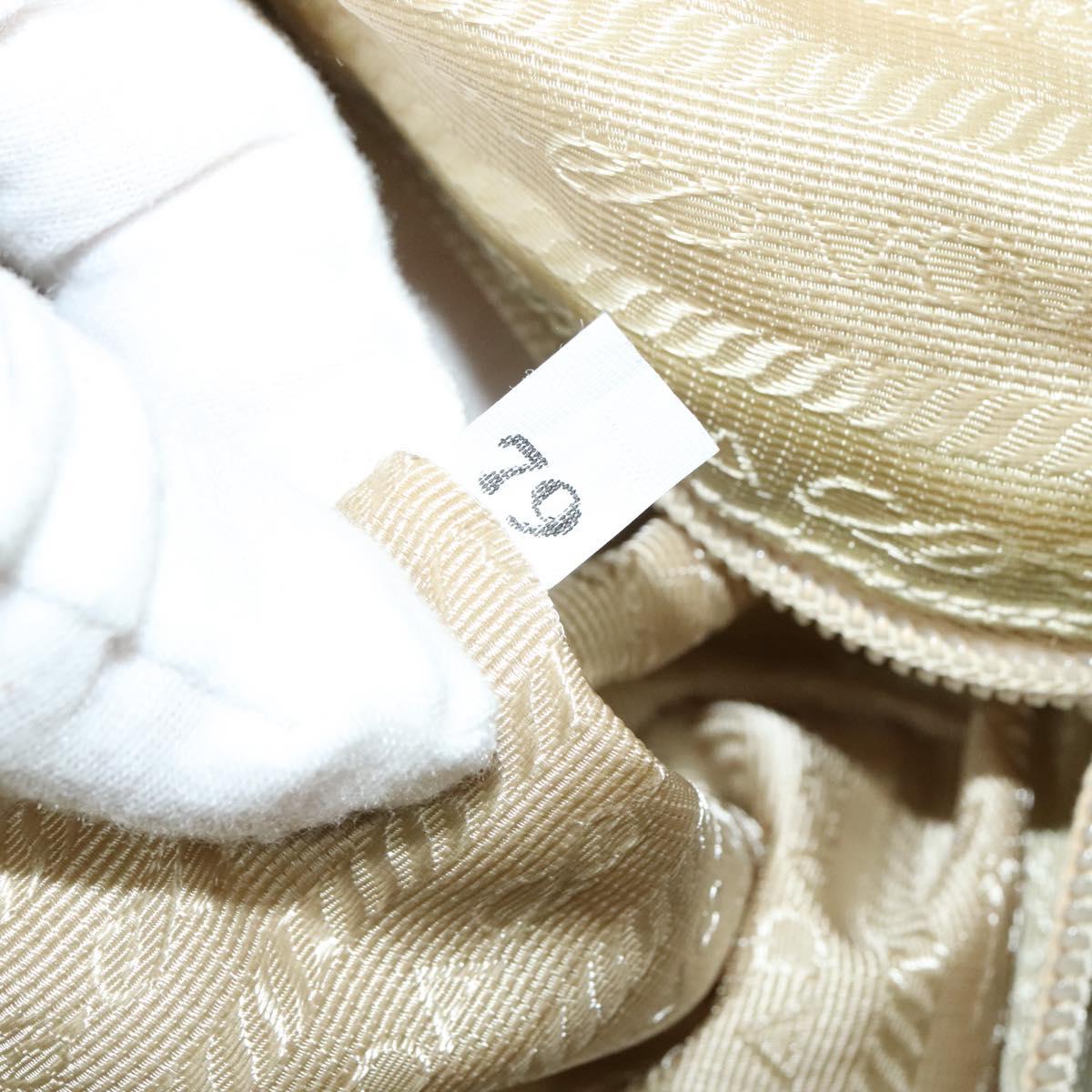 PRADA Shoulder Bag Nylon Beige Silver Auth 140725