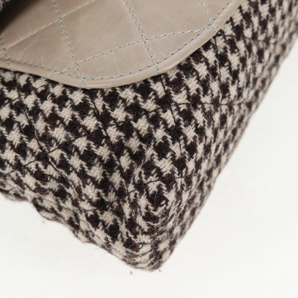 CHANEL Matelasse Chain Shoulder Bag tweed Beige Gold CC Auth 140752V