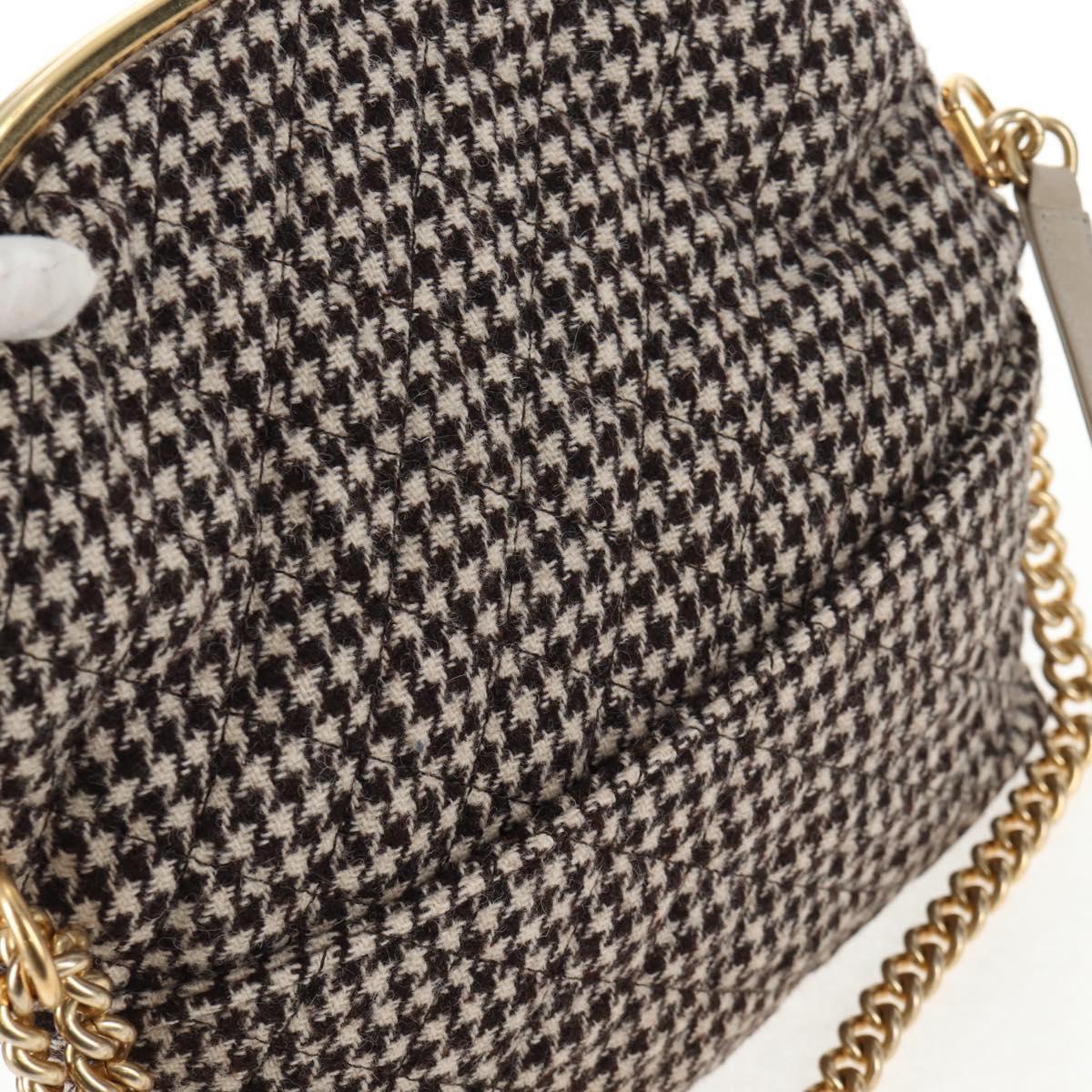 CHANEL Matelasse Chain Shoulder Bag tweed Beige Gold CC Auth 140752V
