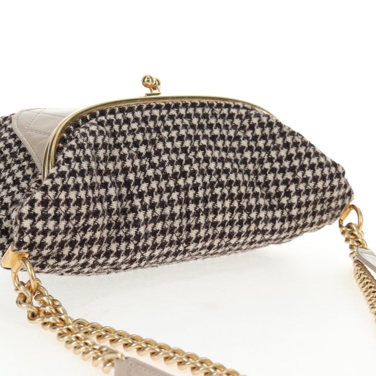 CHANEL Matelasse Chain Shoulder Bag tweed Beige Gold CC Auth 140752V