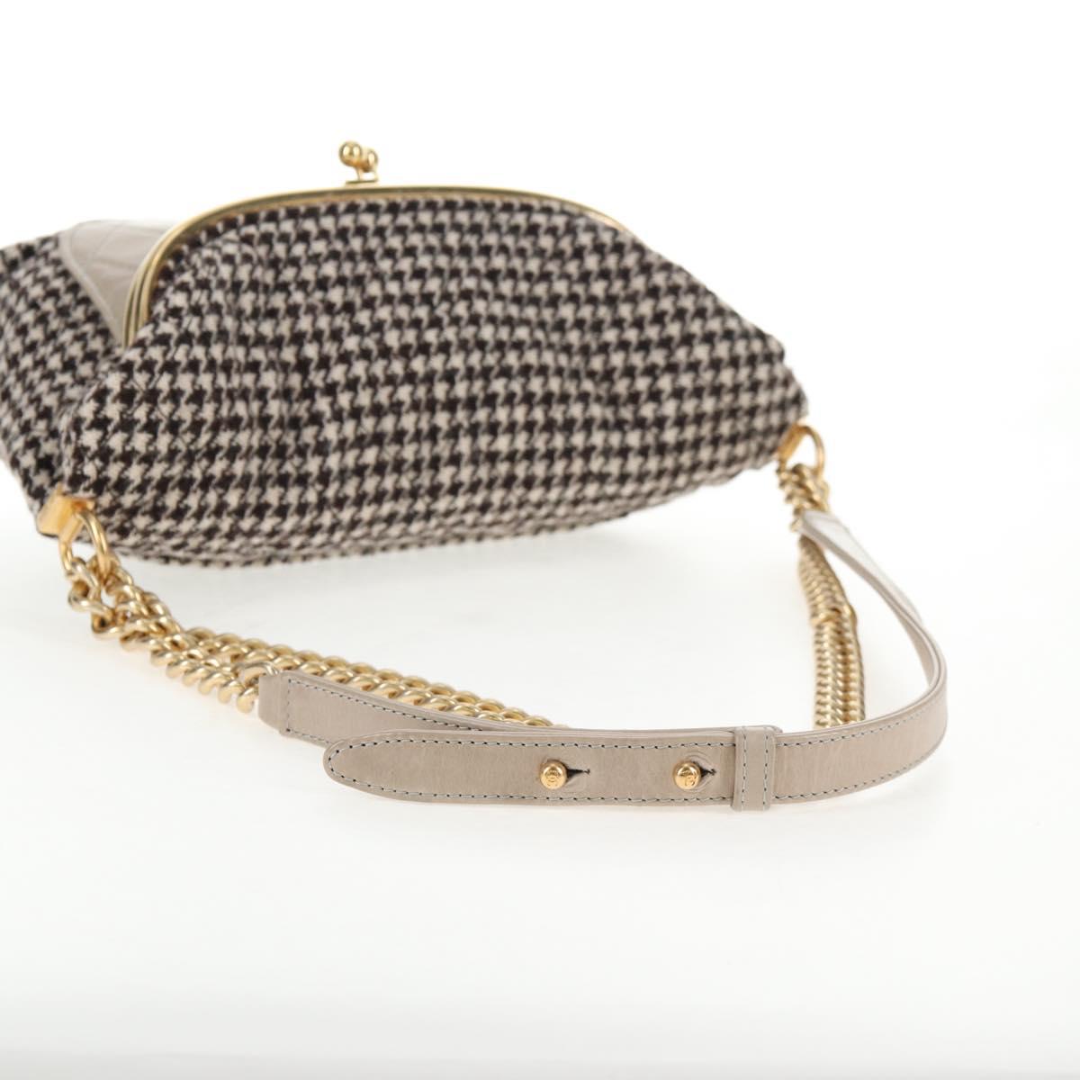 CHANEL Matelasse Chain Shoulder Bag tweed Beige Gold CC Auth 140752V