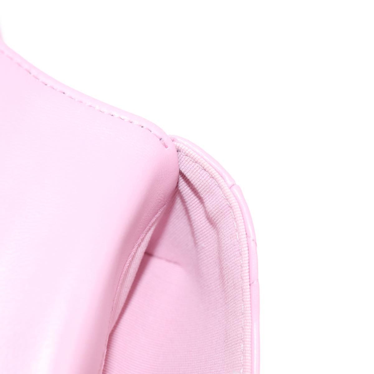 CHANEL Matelasse Chain Shoulder Bag Lamb Skin Pink Gold CC Auth 140756SAM