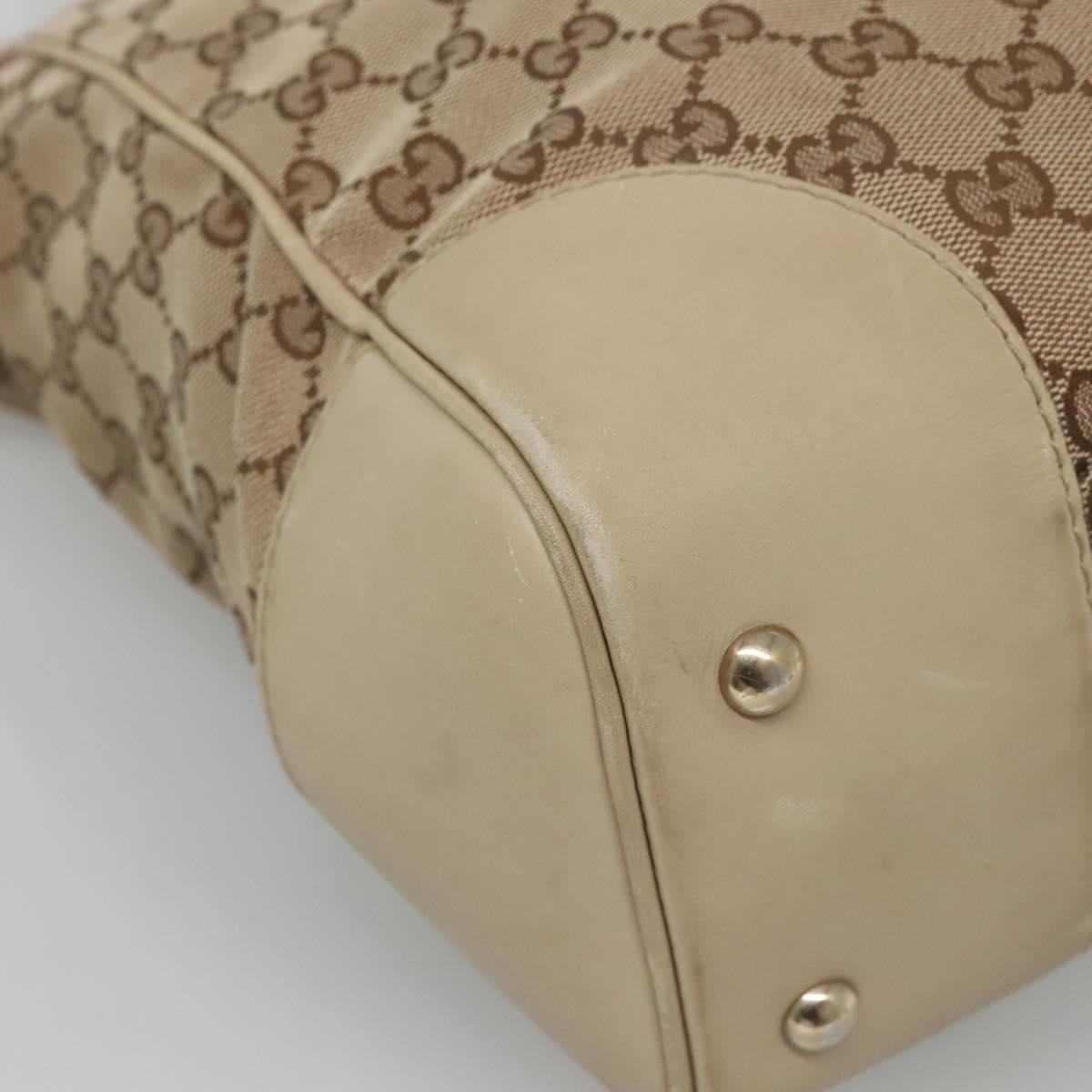 GUCCI GG Canvas Web Sherry Line Tote Bag Beige Gold 257062 Auth 140783