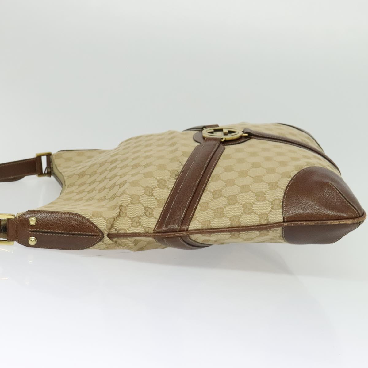 GUCCI GG Canvas Shoulder Bag Beige Gold 115568 Auth 140785