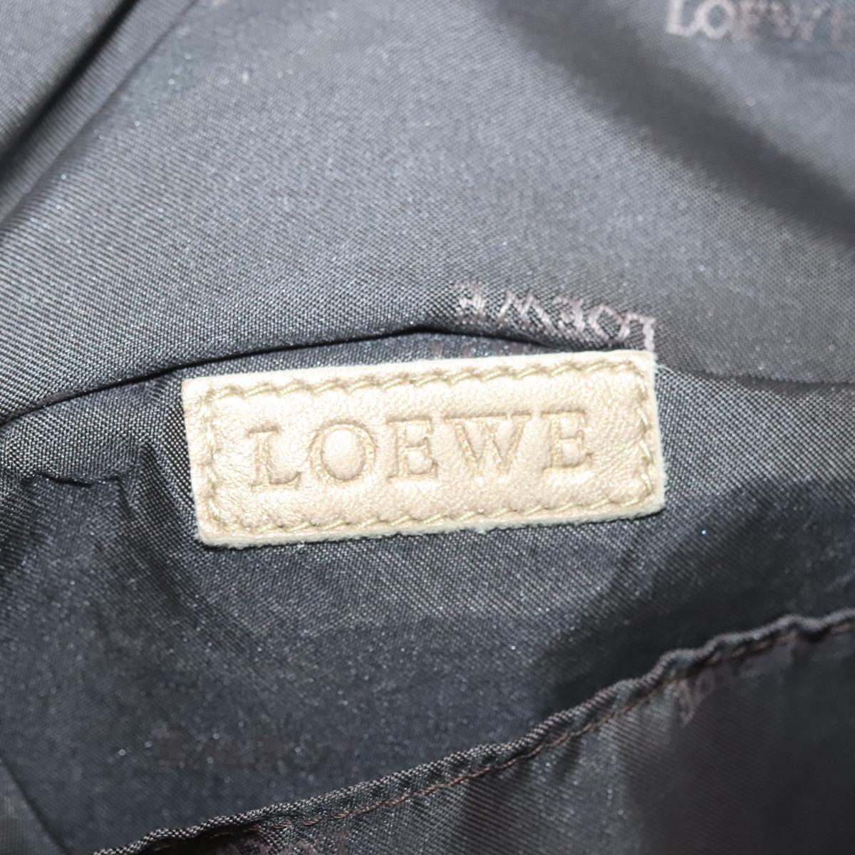 LOEWE Nappa Aire Hand Bag Leather Beige Gold Auth 140795