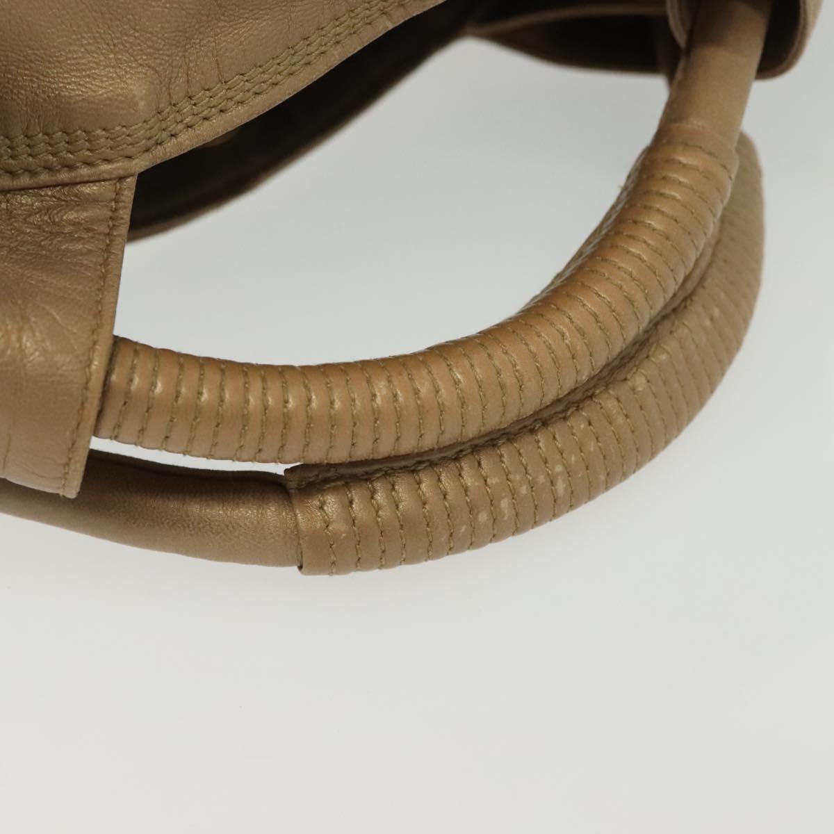 LOEWE Nappa Aire Hand Bag Leather Beige Gold Auth 140795