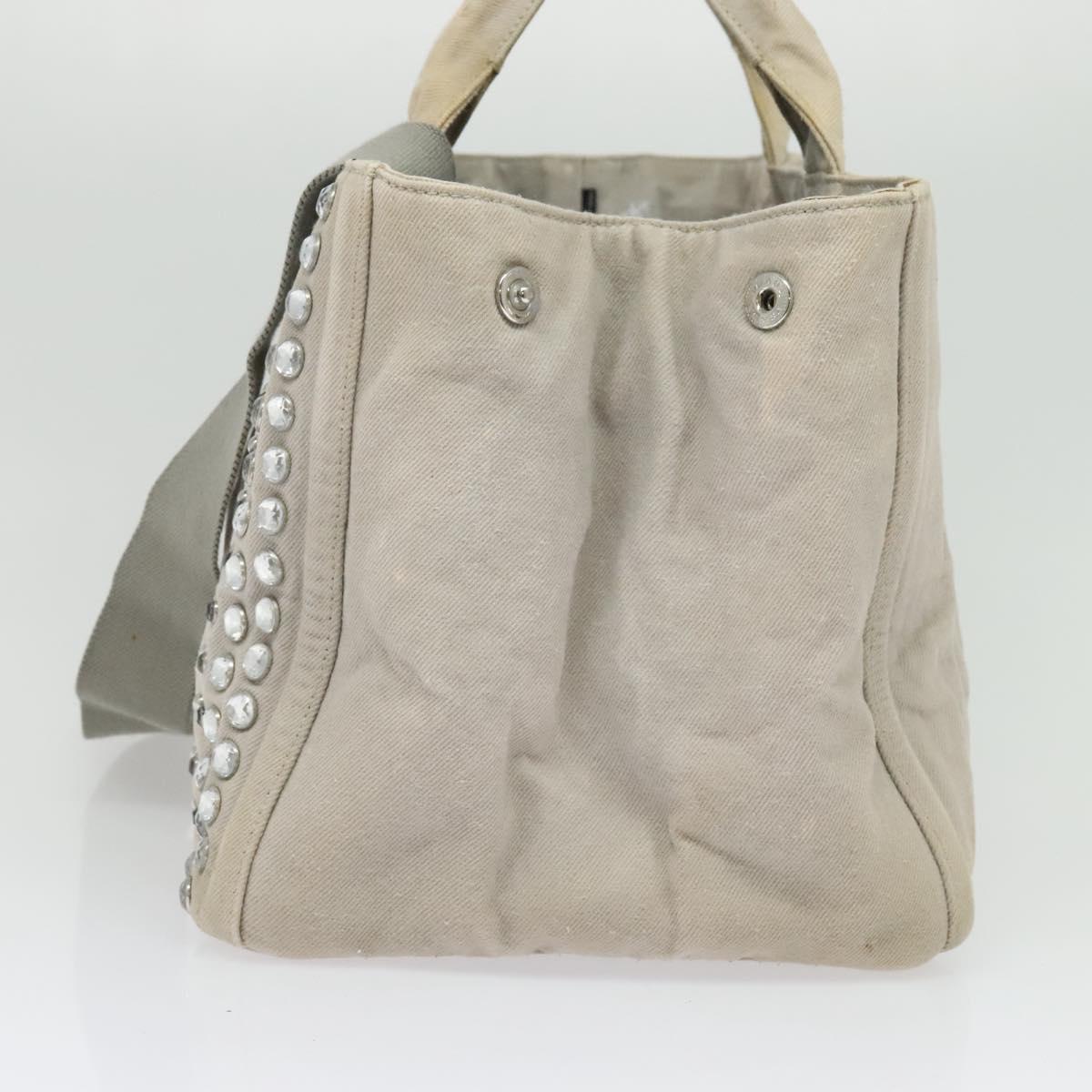 PRADA Bijoux Kanapa MM Tote Bag Canvas 2way Gray Auth 140797