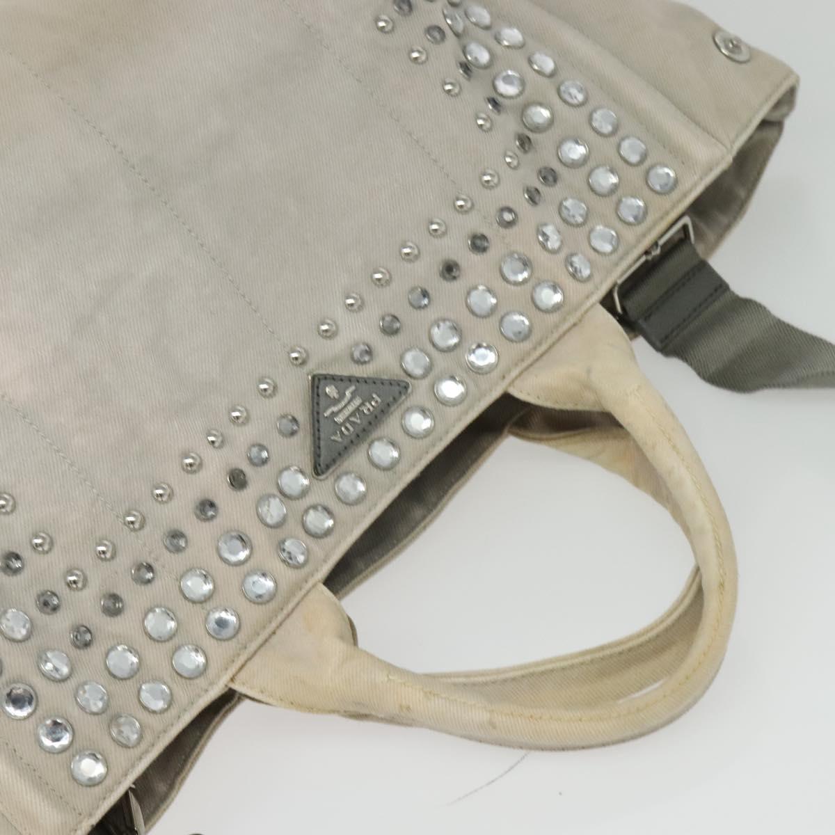 PRADA Bijoux Kanapa MM Tote Bag Canvas 2way Gray Auth 140797