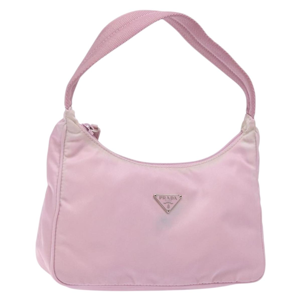 PRADA Hand Bag Nylon Pink Auth 140798
