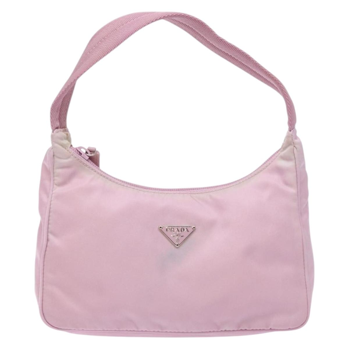 PRADA Hand Bag Nylon Pink Auth 140798