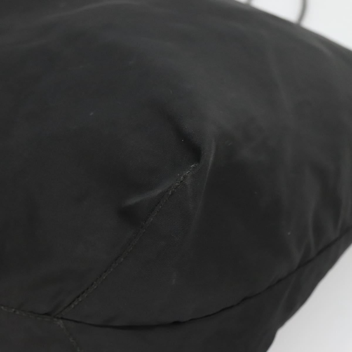 PRADA Tote Bag Nylon Black Silver Auth 140799