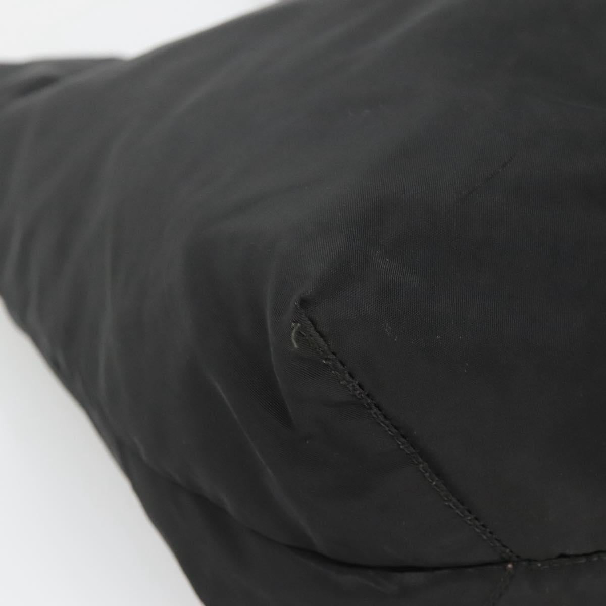 PRADA Tote Bag Nylon Black Silver Auth 140799