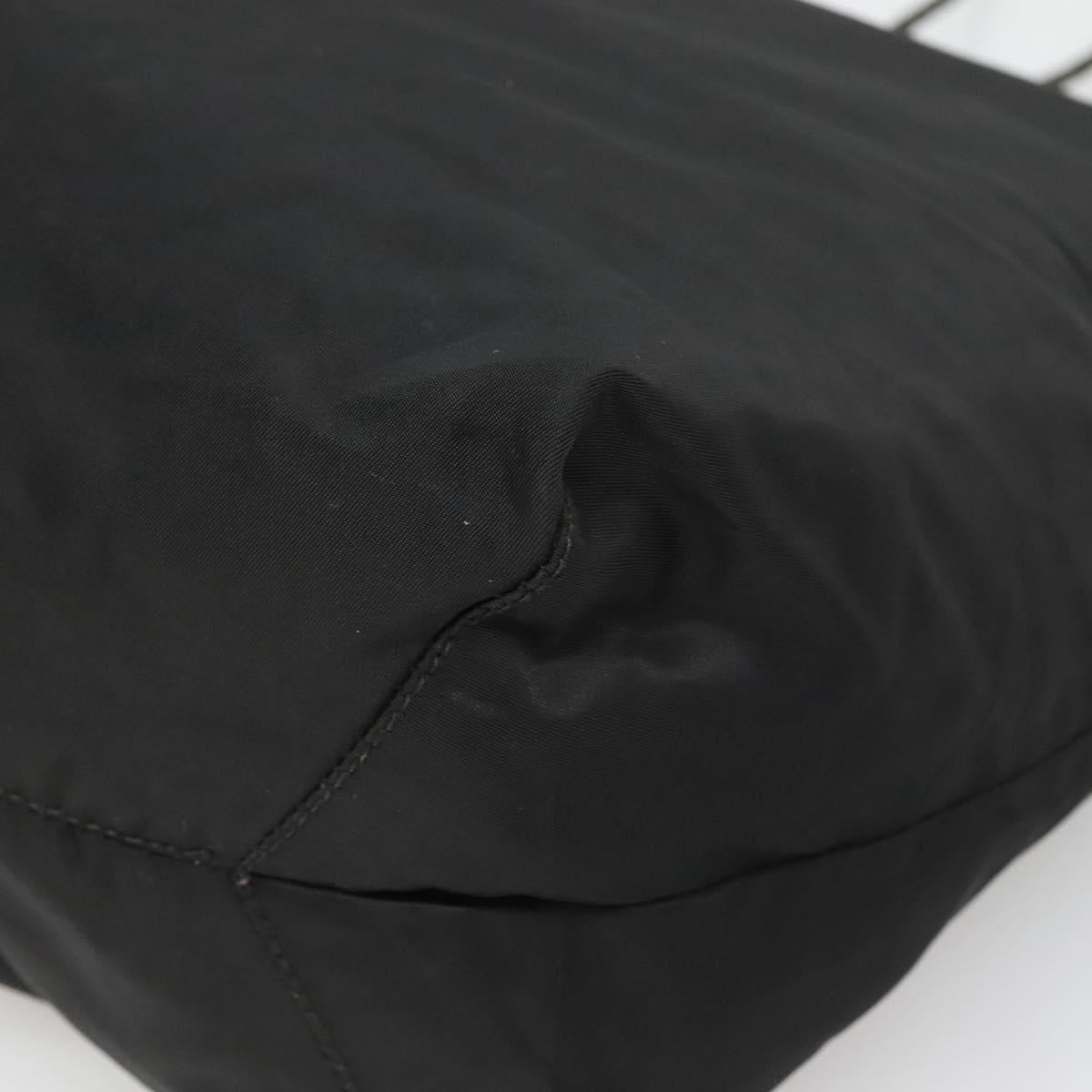 PRADA Tote Bag Nylon Black Silver Auth 140799