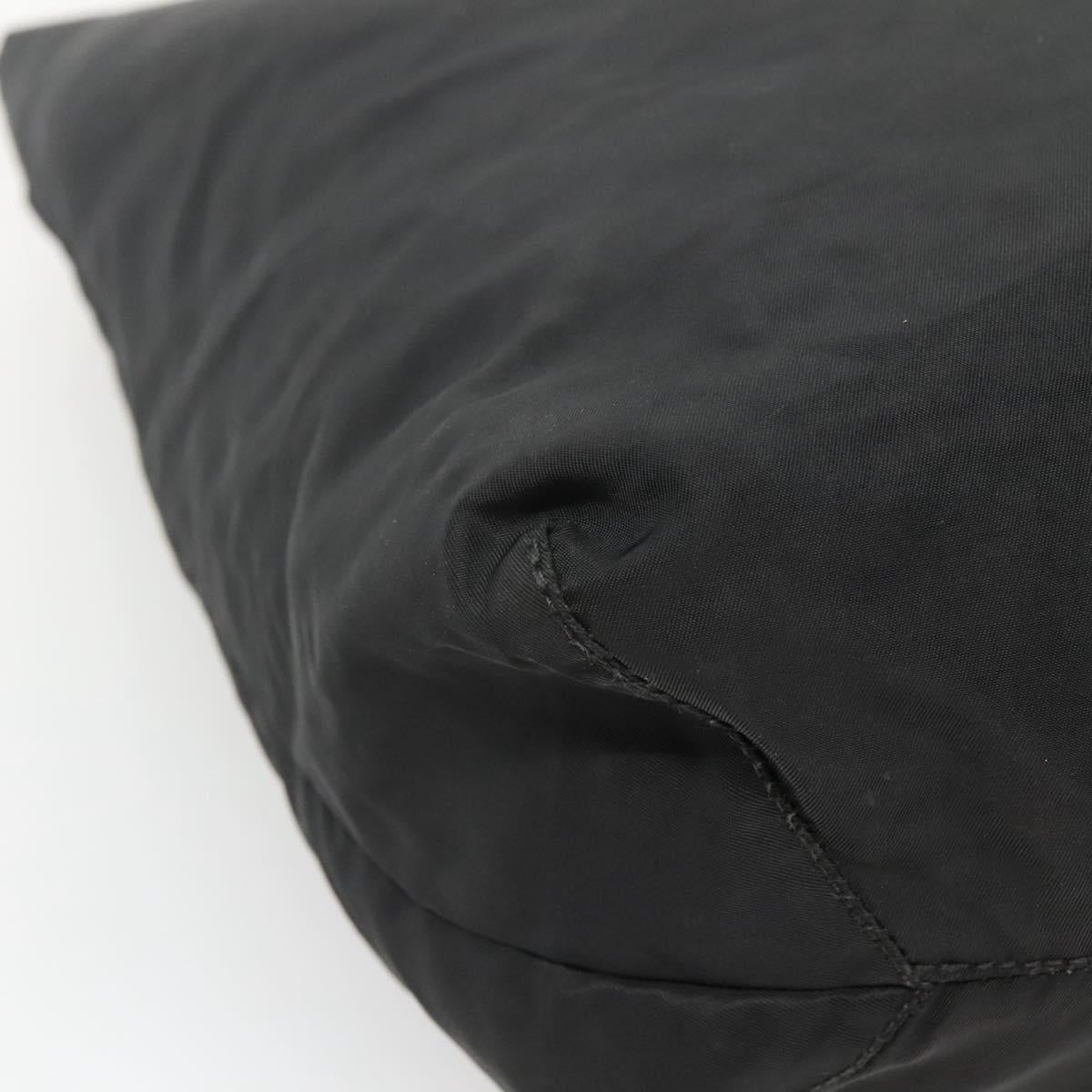 PRADA Tote Bag Nylon Black Silver Auth 140799