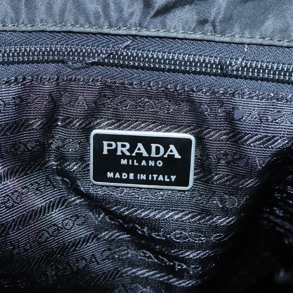 PRADA Tote Bag Nylon Black Silver Auth 140799