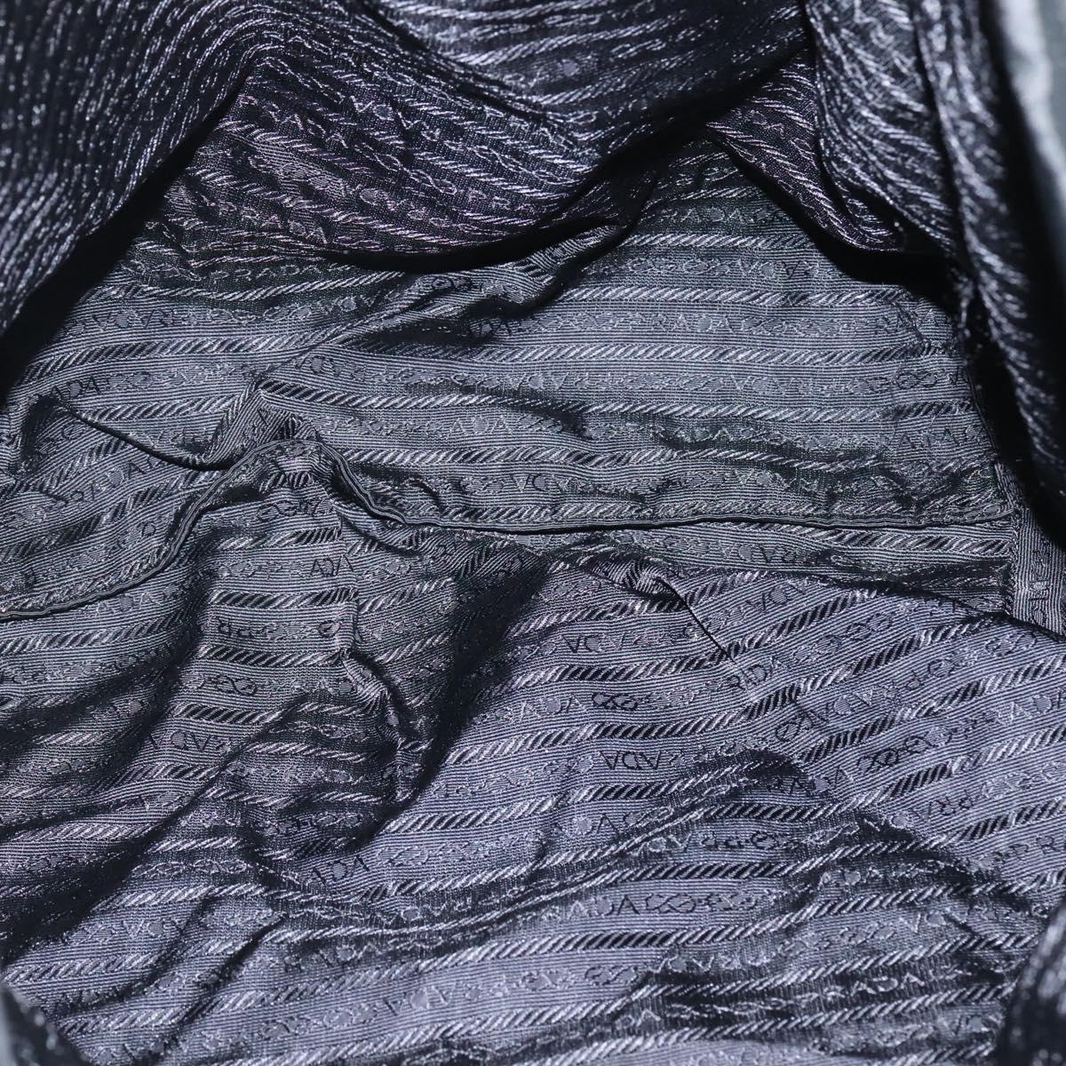 PRADA Tote Bag Nylon Black Silver Auth 140799