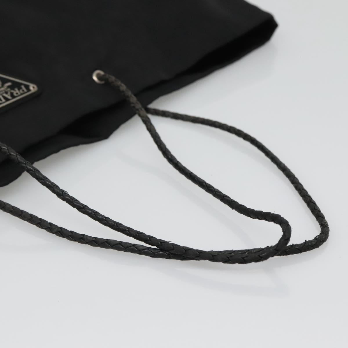 PRADA Tote Bag Nylon Black Silver Auth 140799