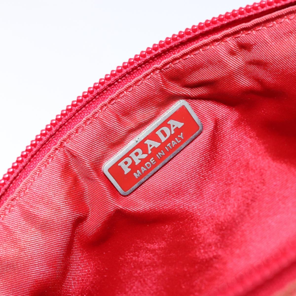 PRADA Accessory Pouch Nylon Red Silver Auth 140805
