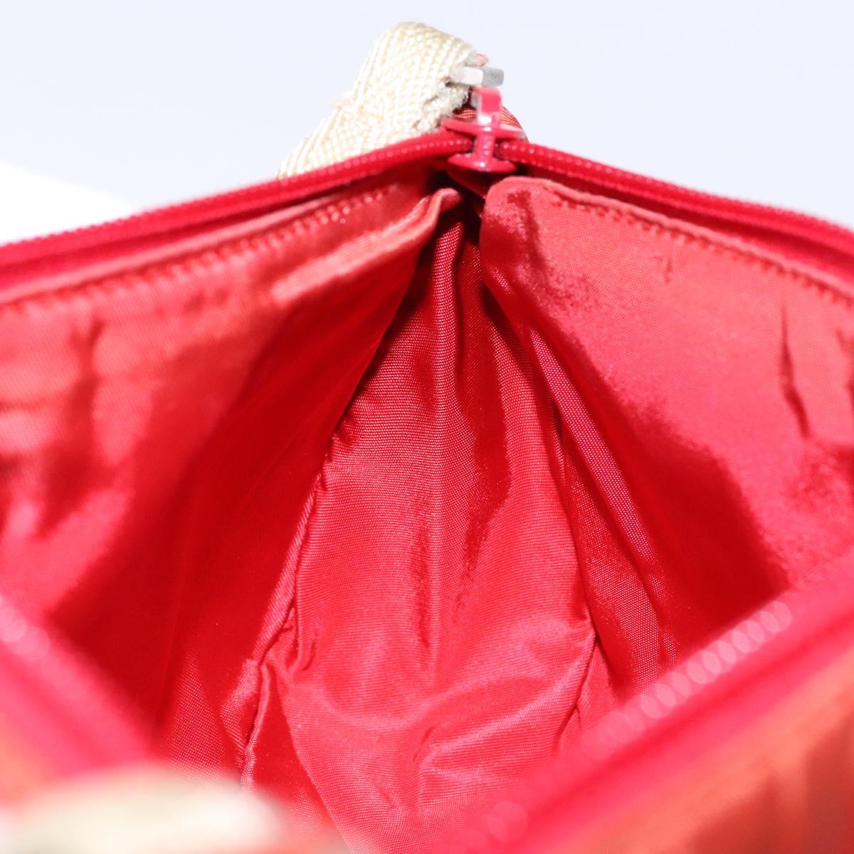 PRADA Accessory Pouch Nylon Red Silver Auth 140805