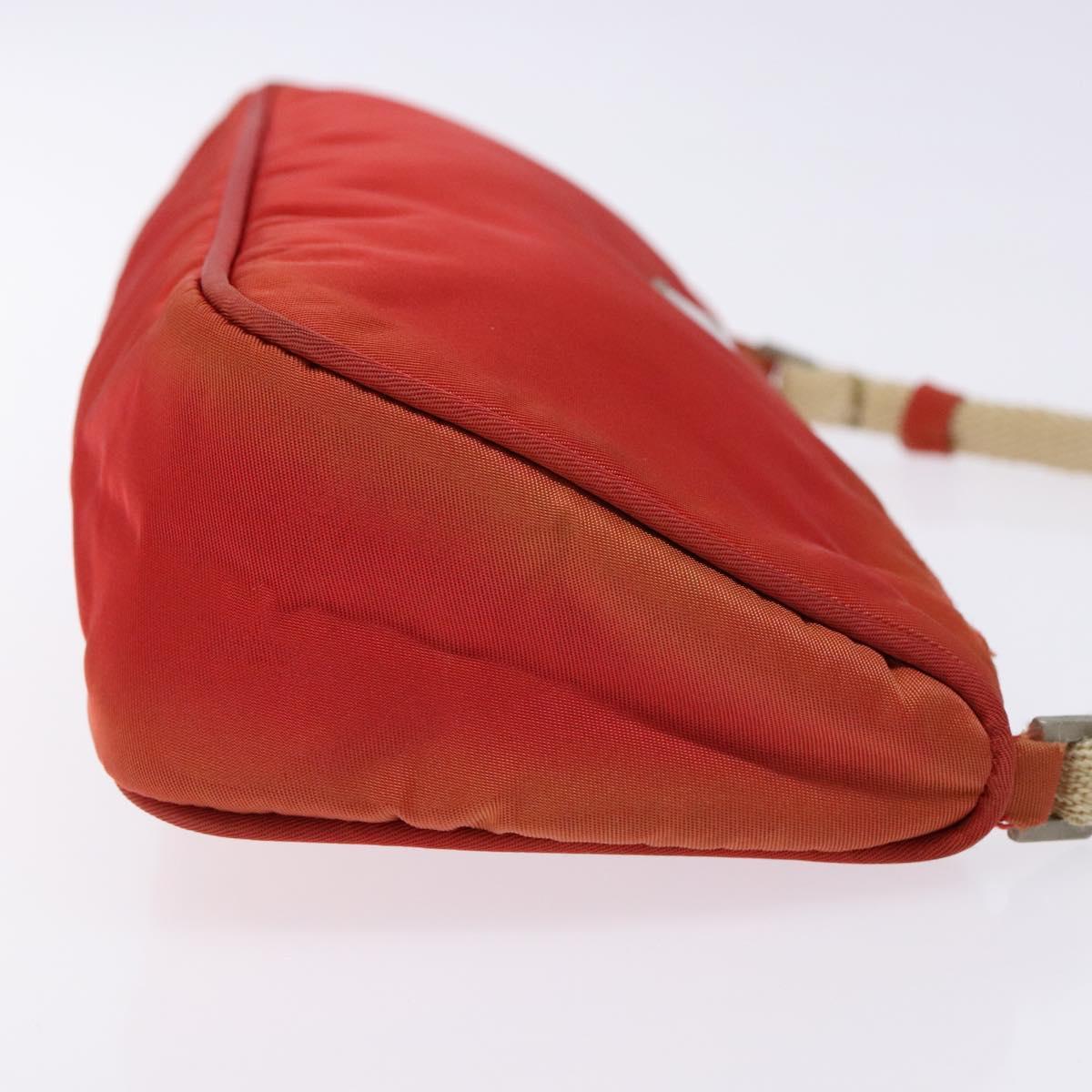 PRADA Accessory Pouch Nylon Red Silver Auth 140805