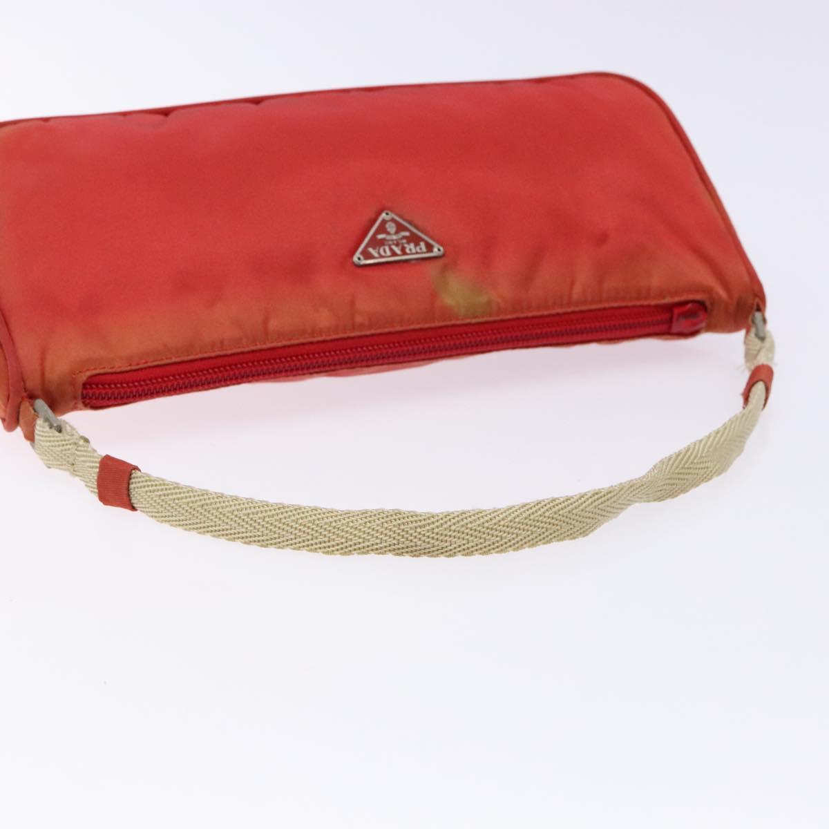 PRADA Accessory Pouch Nylon Red Silver Auth 140805