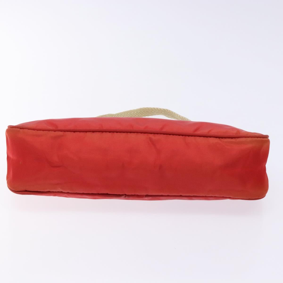 PRADA Accessory Pouch Nylon Red Silver Auth 140805