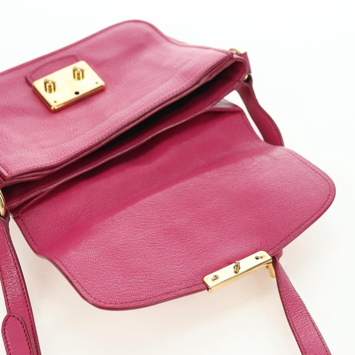 Miu Miu Hand Bag Leather 2way Pink Gold Auth 140807V