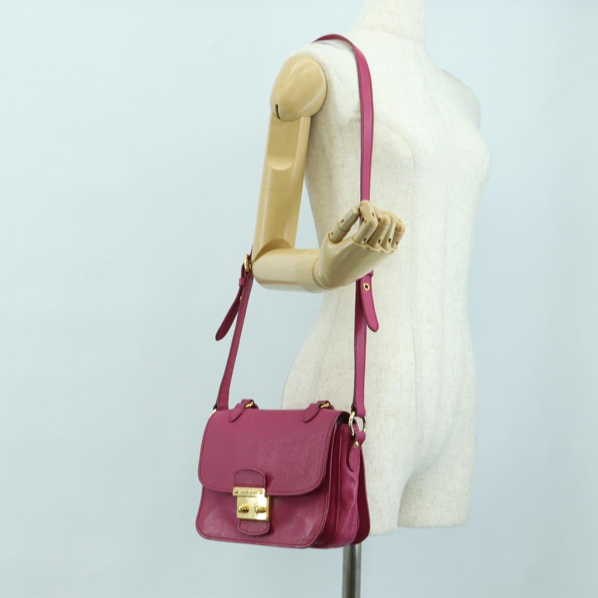 Miu Miu Hand Bag Leather 2way Pink Gold Auth 140807V