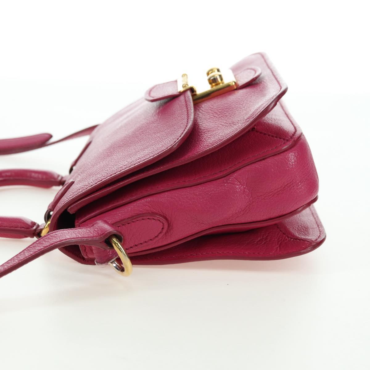 Miu Miu Hand Bag Leather 2way Pink Gold Auth 140807V