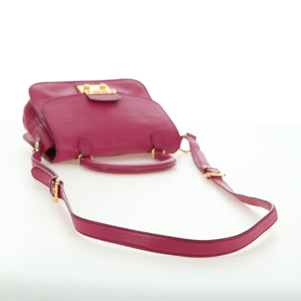 Miu Miu Hand Bag Leather 2way Pink Gold Auth 140807V