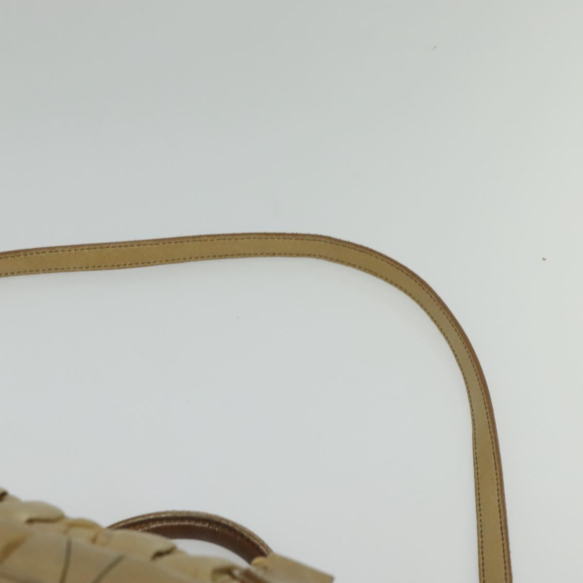 Miu Miu Hand Bag Leather 2way Beige Gold Auth 140809