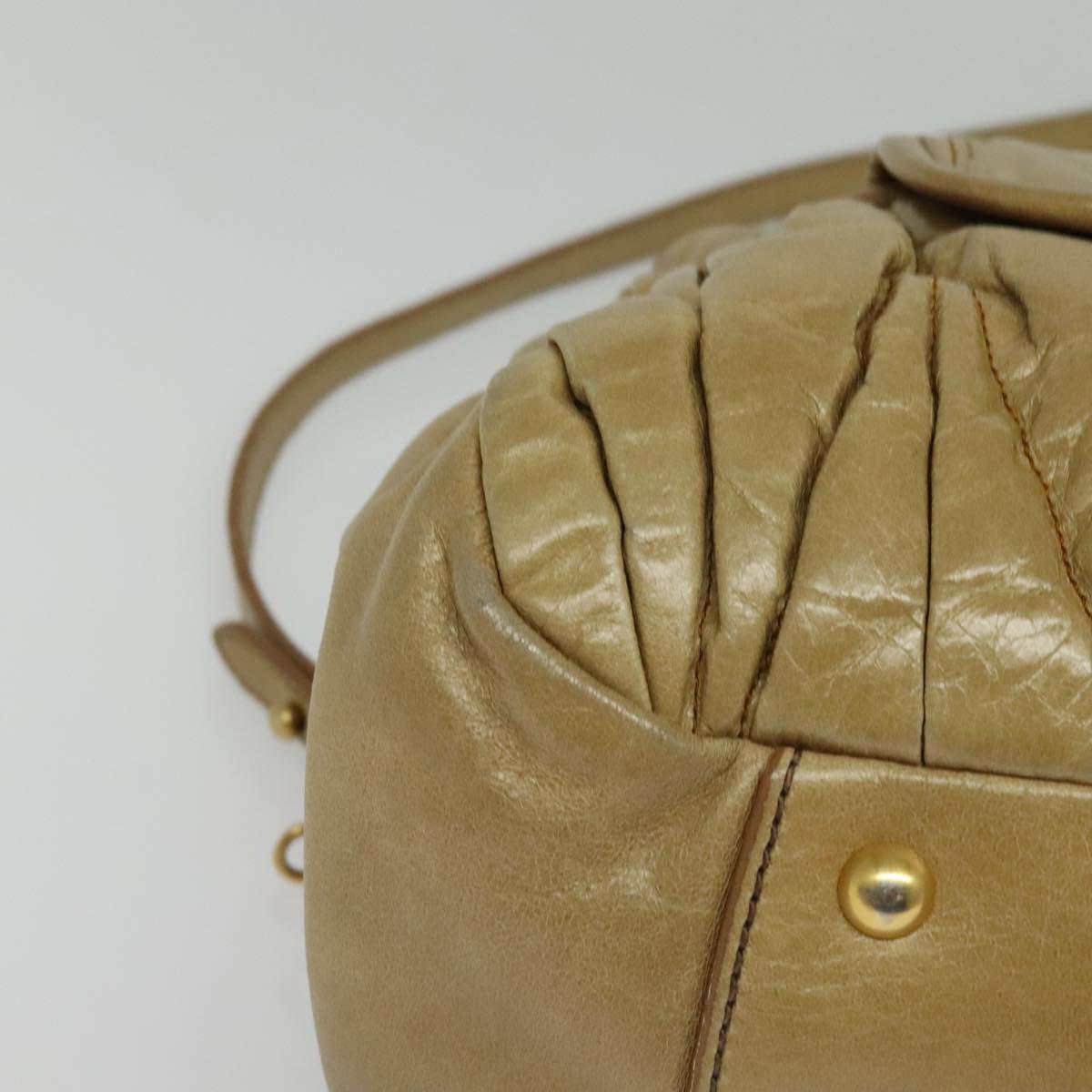 Miu Miu Hand Bag Leather 2way Beige Gold Auth 140809