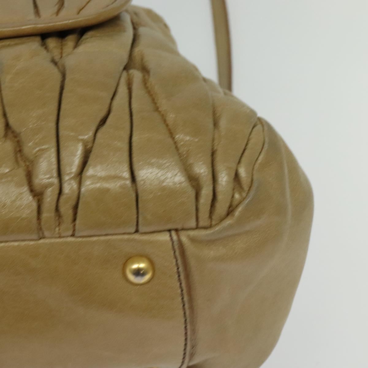 Miu Miu Hand Bag Leather 2way Beige Gold Auth 140809