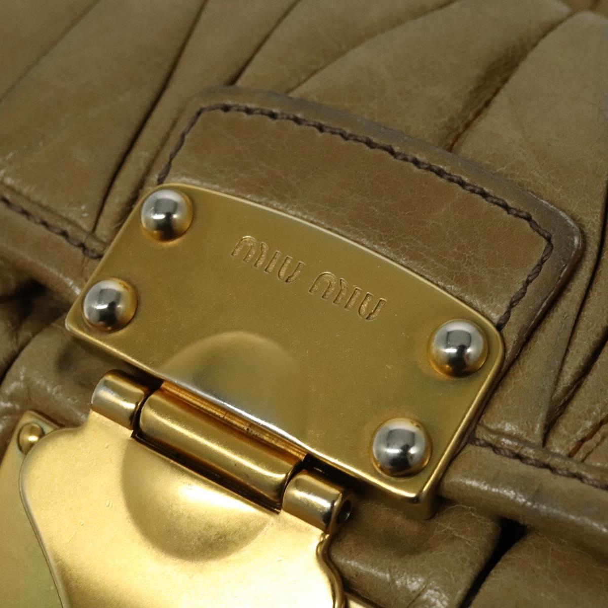 Miu Miu Hand Bag Leather 2way Beige Gold Auth 140809