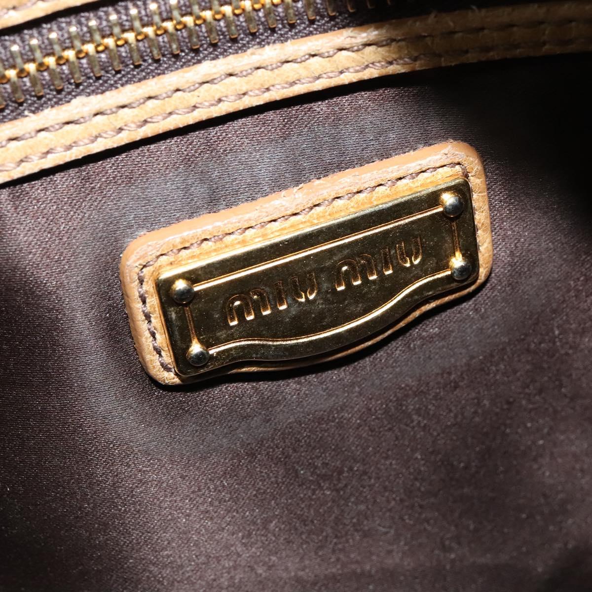 Miu Miu Hand Bag Leather 2way Beige Gold Auth 140809