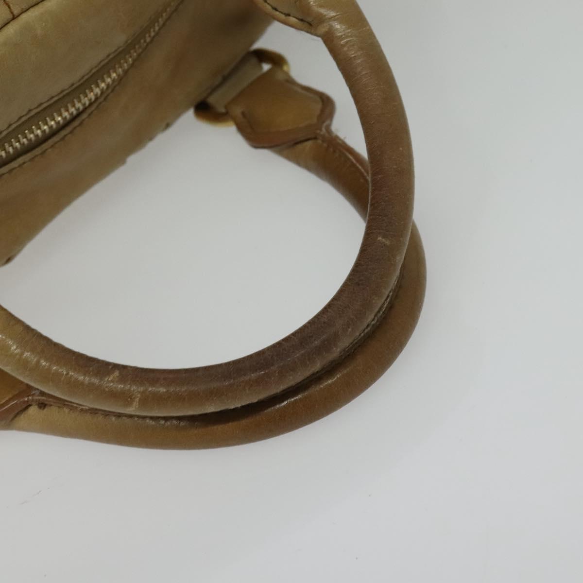 Miu Miu Hand Bag Leather 2way Beige Gold Auth 140809