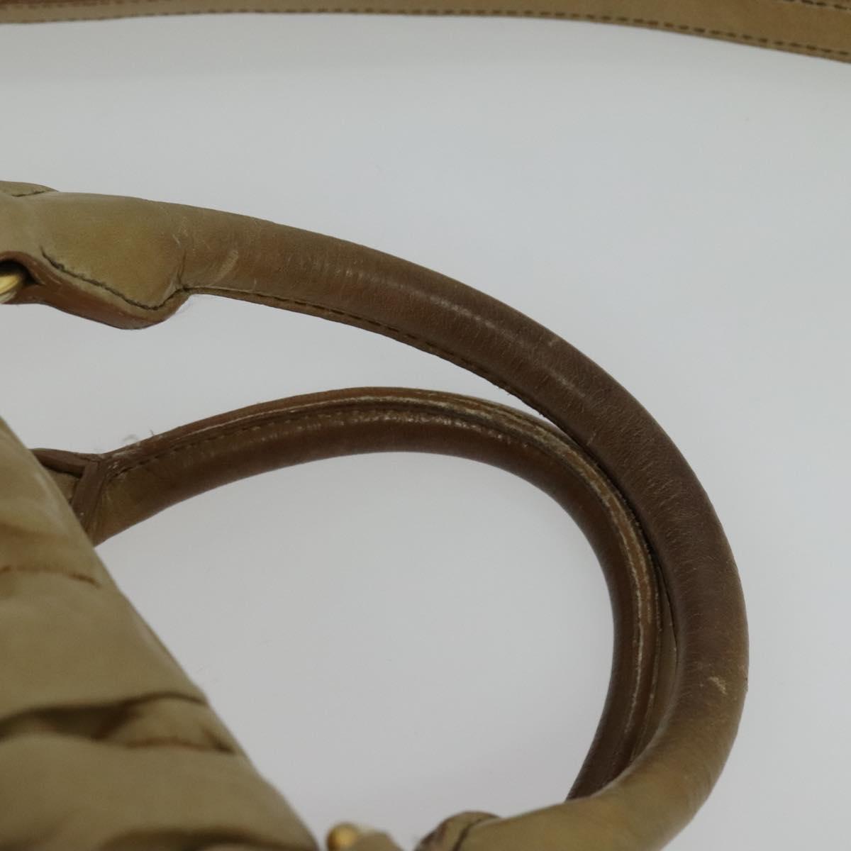 Miu Miu Hand Bag Leather 2way Beige Gold Auth 140809