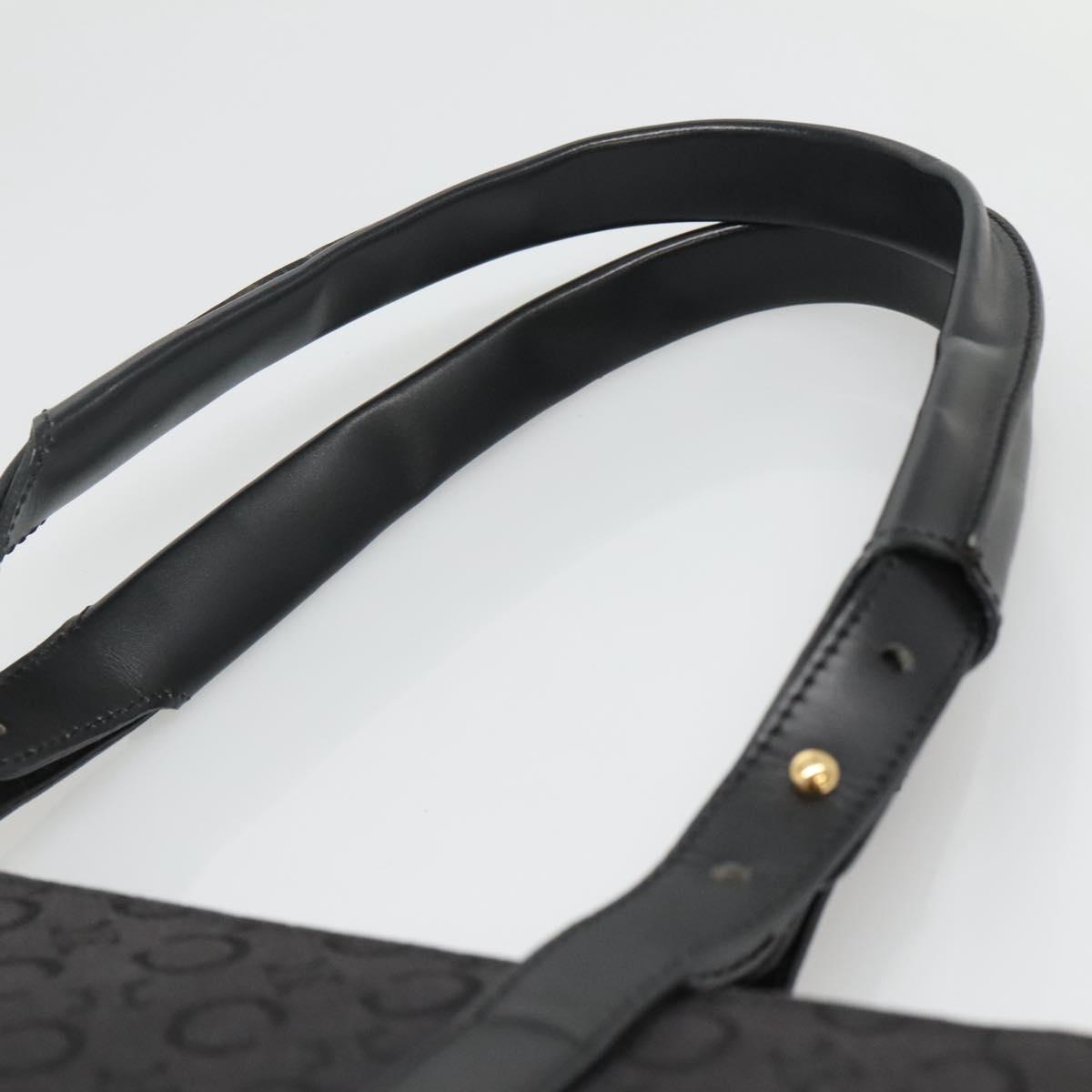 CELINE C Macadam Canvas Tote Bag Black Gold Auth 140814